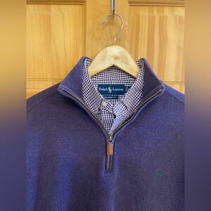 Ralph Lauren Purple Quarter-Zip Sweater with Button Down Shirt